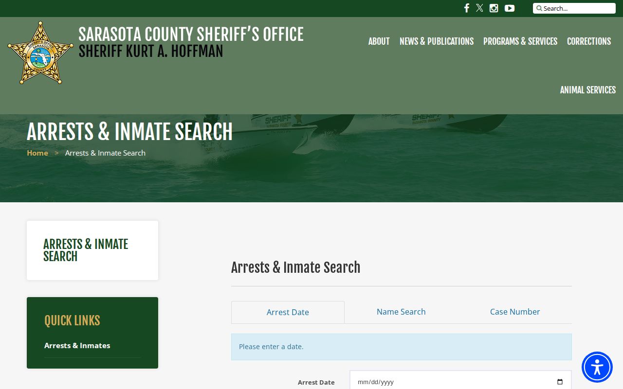 Sarasota County released inmates official search and disclaimer